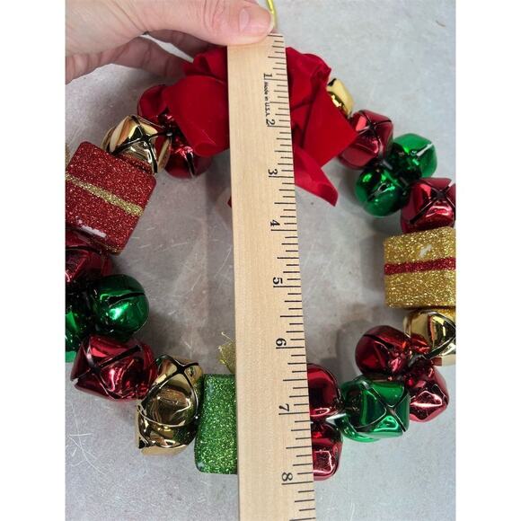 Christmas Jingle Bell Wreath Multicolor Holiday Door Decoration - Picture 14 of 15